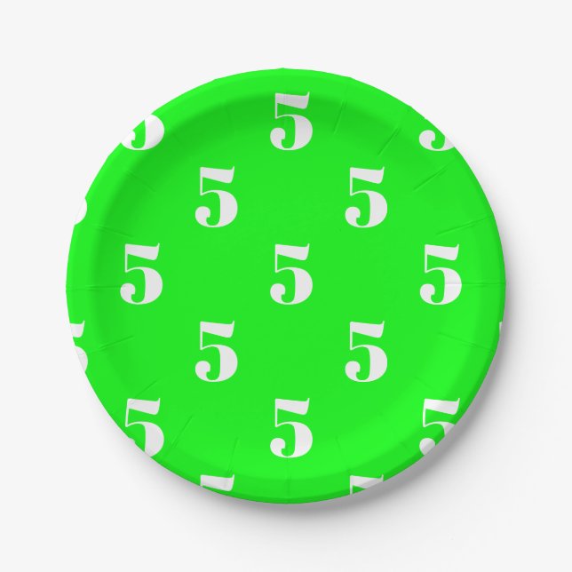 Customize w/ year number initials monogram neon paper plates (Front)