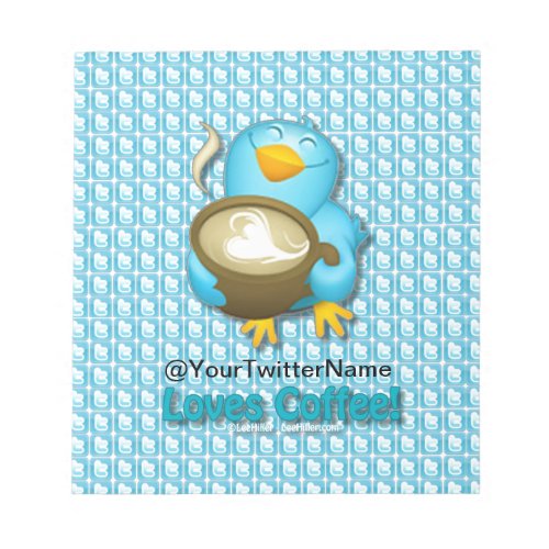 Customize W Your Twitter Name Coffee Bird Notepad