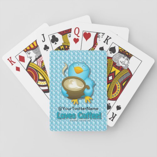 Customize W Your Twitter Name Coffee Bird Playing Cards