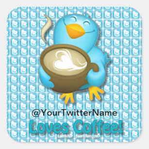 Customize W/ Your Twitter Name Coffee Bird Square Sticker
