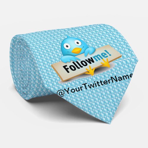 Customize W Your Twitter Name Follow Me Bird Tie