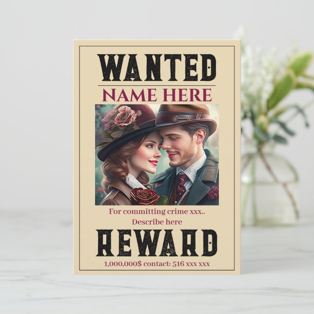 Customize wanted poster sign creator invitation (Standing Front)