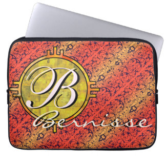 Customize warm fiore orange gold laptop sleeve