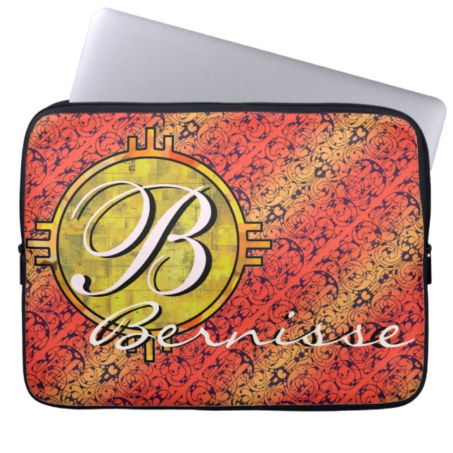 Customize warm fiore orange gold laptop sleeve (Front)