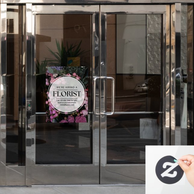 Customize We Are Hiring A Florist Help Wanted Window Cling (Office Door)