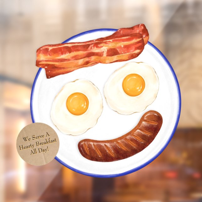 Customize We Serve Breakfast All Day Eggs Bacon  Window Cling (Sheet 2)