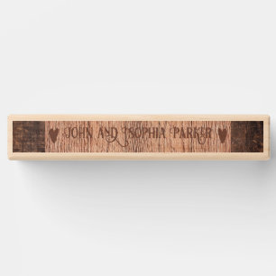 Customize Wedding Couple Name Love Wooden Texture  Topple Tower