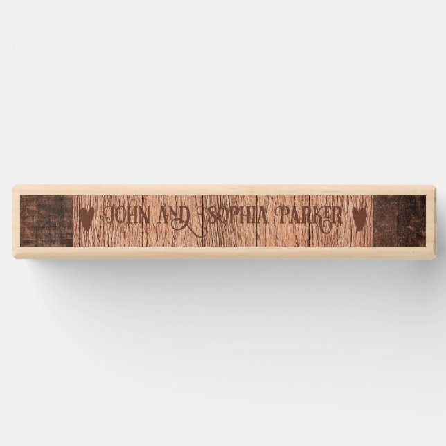 Customize Wedding Couple Name Love Wooden Texture  Topple Tower (Front)