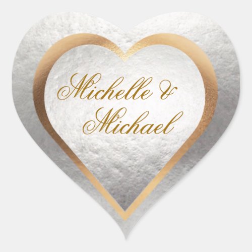 Customize Wedding Gold Silver Heart Sticker