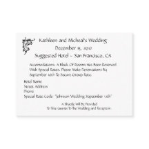 Customize Wedding Hotel Accommodation Insert Card