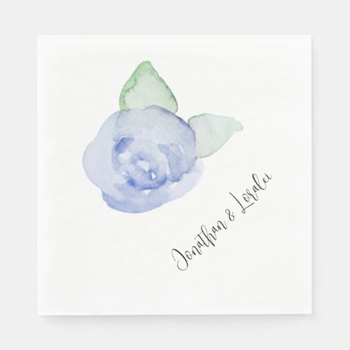 Customize wedding napkins Watercolor Blue Flower