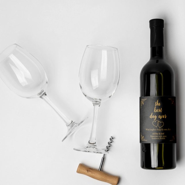 Customize Wedding Rehearsal Champagne Hearts  Sparkling Wine Label (Creator Uploaded)