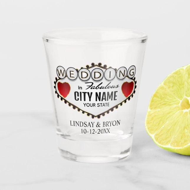 Customize Wedding - Vegas Style - Red Shot Glass (Front)