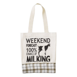 CUSTOMIZE Weekend Forecast LaMancha Dairy Goat Zazzle HEART Tote Bag