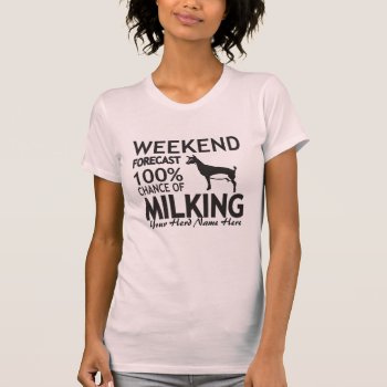 Customize Weekend Forecast Milking Nigerian Dwarf T-shirt by getyergoat at Zazzle