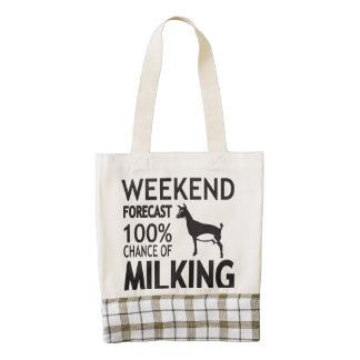 CUSTOMIZE Weekend Forecast Nigerian Dwarf Goat Zazzle HEART Tote Bag