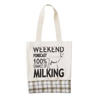 CUSTOMIZE Weekend Forecast Saanen Goat Breed Zazzle HEART Tote Bag