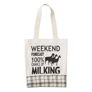 CUSTOMIZE Weekend Forecast Three Dairy Goats Zazzle HEART Tote Bag