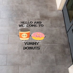 Customize Welcome Coffee and Donut Shop Besties Floor Decals