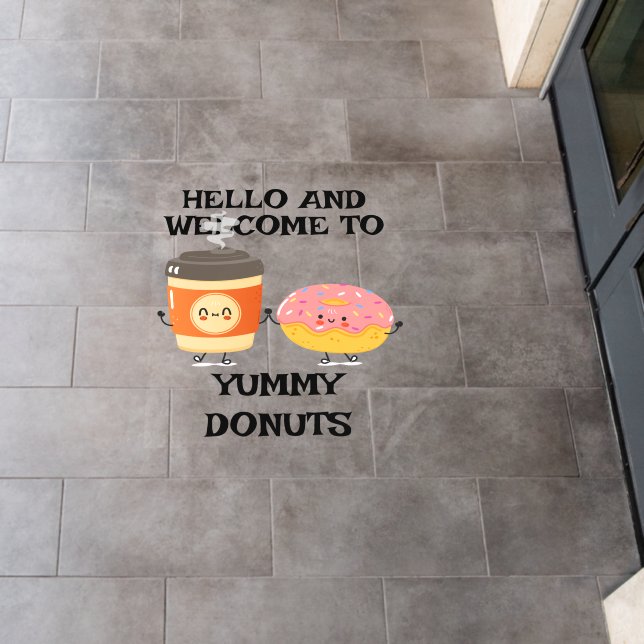 Customize Welcome Coffee and Donut Shop Besties Floor Decals (Restaurant)