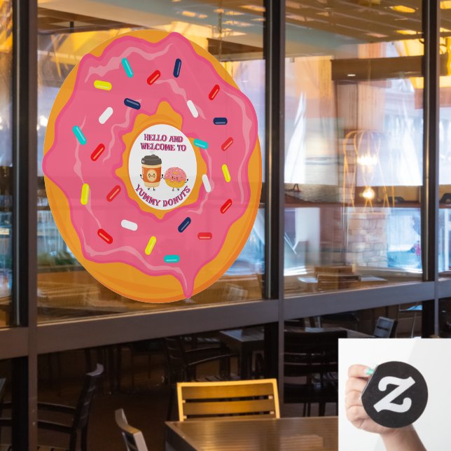 Customize Welcome Coffee and Donut Shop Besties  Window Cling (Restaurant Window)