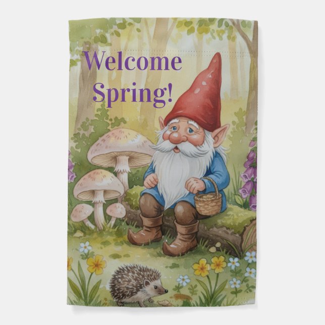 Customize welcome spring garden flag whimsical  (Front)