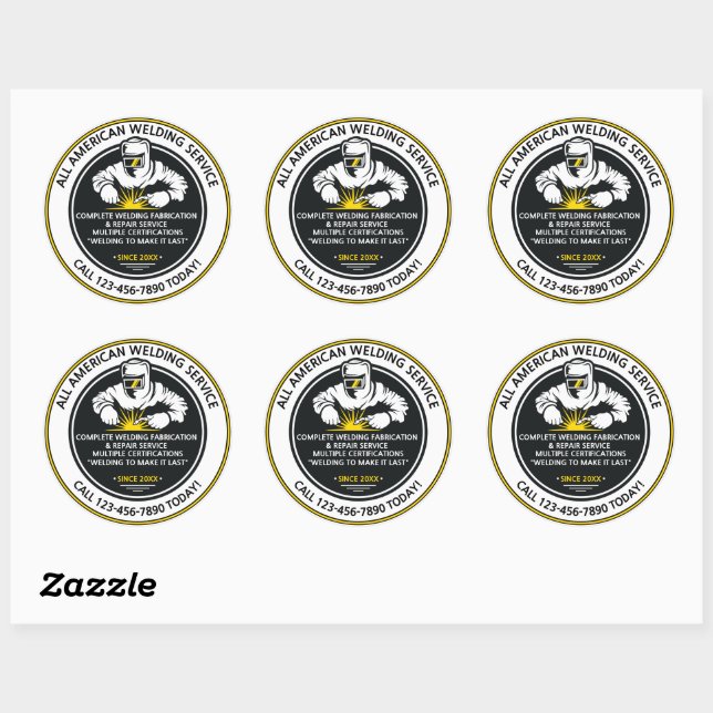 Customize Welder Welding Business Truck Van Round Classic Round Sticker (Sheet)