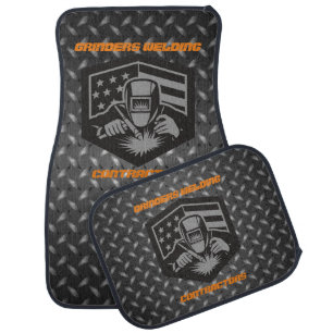 Customize Welding Business Checker Diamond Plate Car Floor Mat