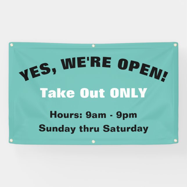 Customize We're Open Take Out Only Outdoor Sign (Horizontal)