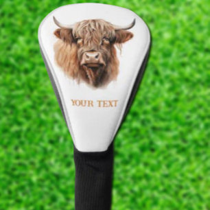 Customize White HIGHLANDER COW Golf Head Cover