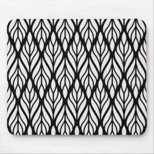 Customize White Leaf Pattern Mouse Pad