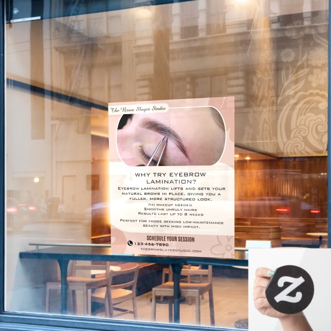 Customize Why Eyebrow Laminating Studio Service Window Cling (Cafe Window)