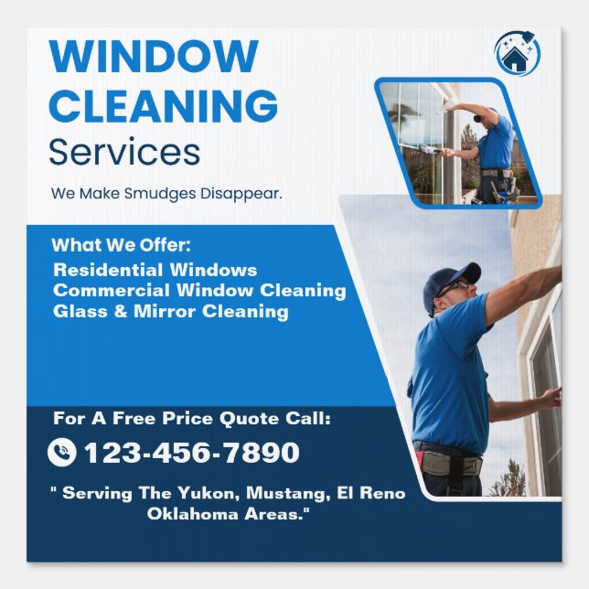 Customize Window Cleaning Service One Sided Yard Sign (Front)