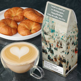 Customize Winter Landscape with Ice Skaters 1608 Roasted Coffee