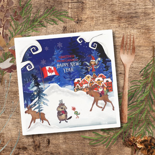 Customize Winter Napkin | Your Country & Greeting (Customize Winter Napkin  Your Country & Greeting)