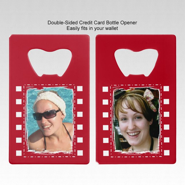 Customize with 2 photos red and white credit card bottle opener (Creator Uploaded)