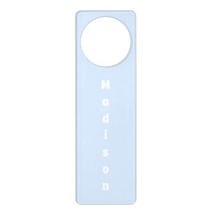 Customize with Kids name, text light blue white Door Hanger