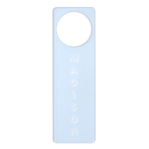 Customize with Kids name, text light blue white Door Hanger