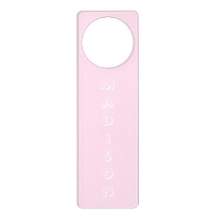 Customize with Kids name, text light pink white Door Hanger