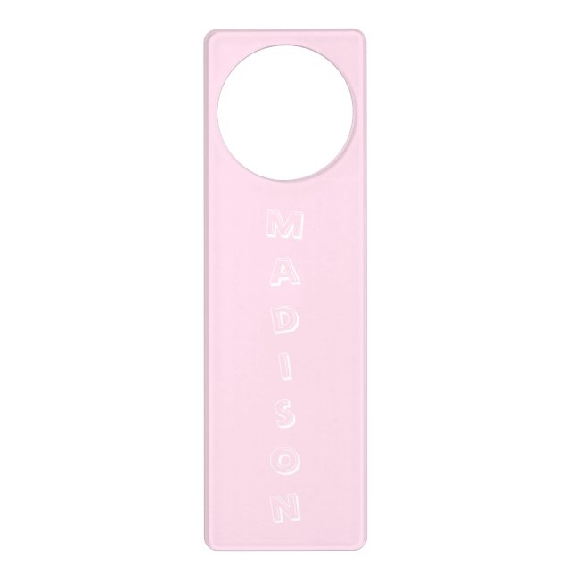 Customize with Kids name, text light pink white Door Hanger (Front)