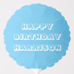 Customize with name, Happy Birthday, light blue Balloon
