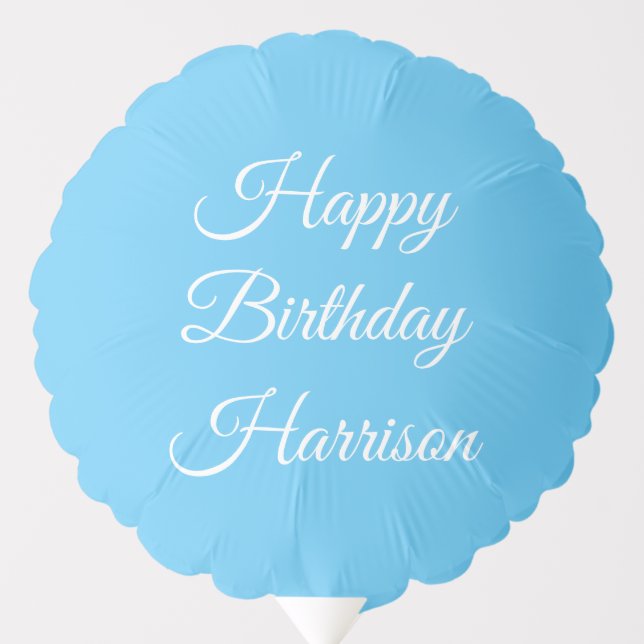 Customize with name, Happy Birthday, light blue Balloon (Front)