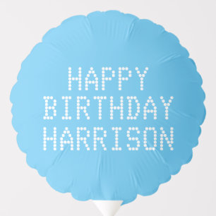 Customize with name, Happy Birthday, light blue Balloon