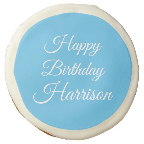 Customize with name Happy Birthday light blue Sugar Cookie