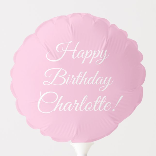 Customize with name, Happy Birthday, light pink Balloon (Front)