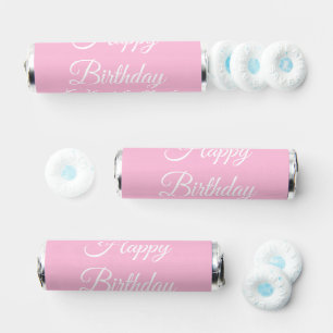 Customize with name, Happy Birthday, light pink Breath Savers® Mints