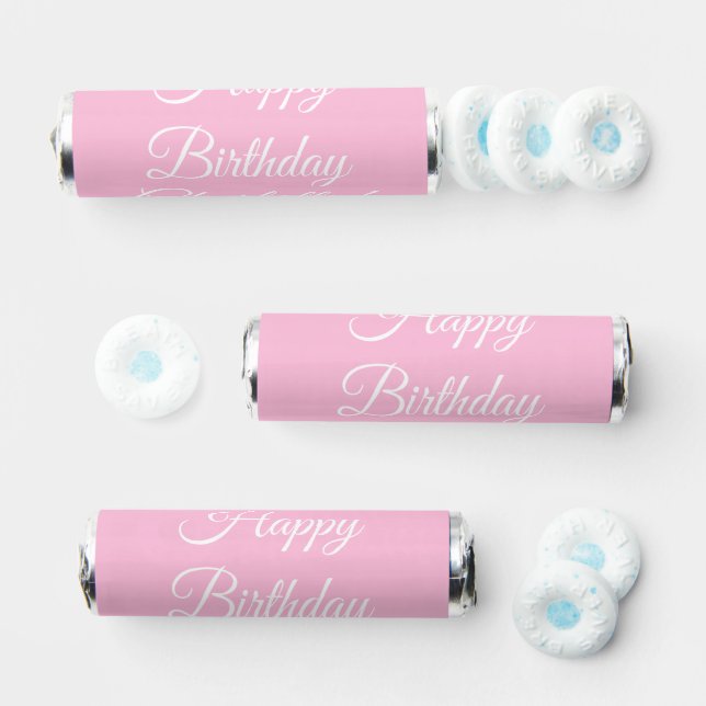 Customize with name, Happy Birthday, light pink Breath Savers® Mints (Assorted)
