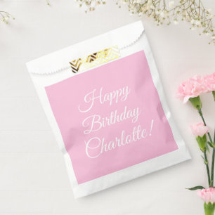 Customize with name, Happy Birthday, light pink Favor Bag
