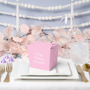 Customize with name, Happy Birthday, light pink Favor Boxes