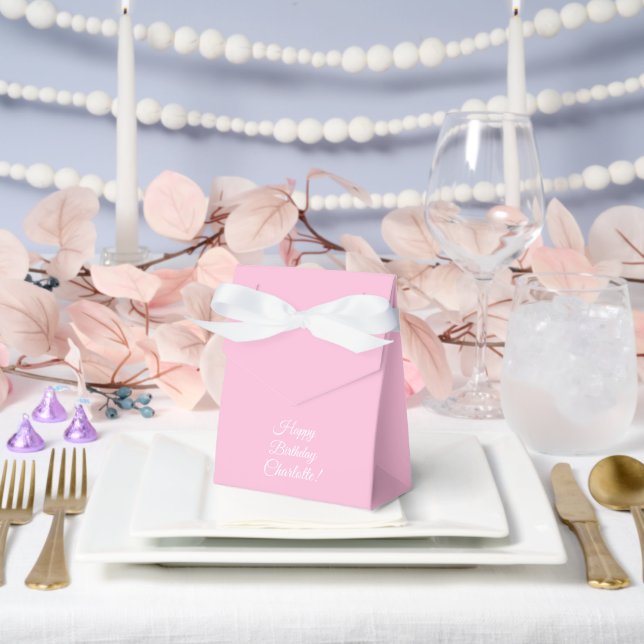 Customize with name, Happy Birthday, light pink Favor Boxes (Wedding)